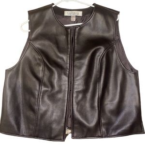 KAREN SCOTT LEATHER VEST BROWN